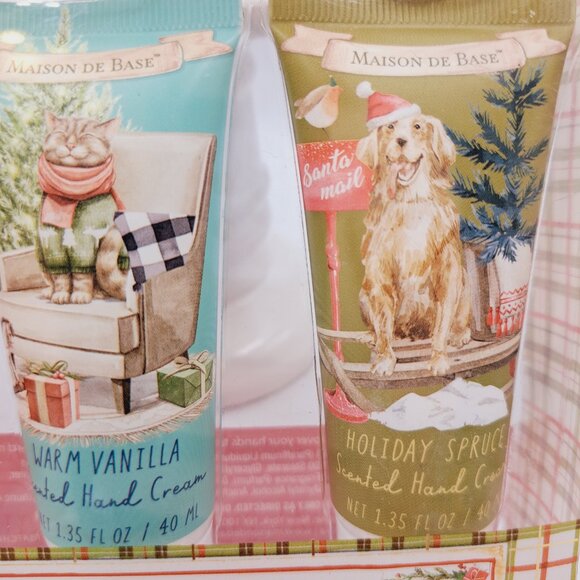 Bath & Body Hand Cream Trio Christmas Candy Cane, Warm Vanilla, Holiday Spruce - Picture 3 of 7